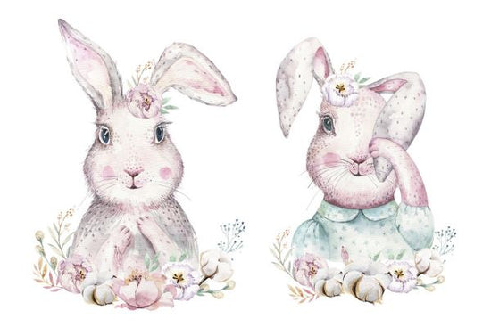 PHOTOWALL / Bunnies with Flowers (e325082)