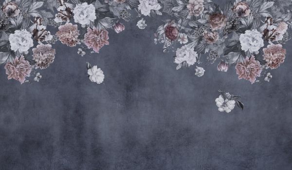 PHOTOWALL / Vintage Flower Wall - Blue (e328538) | 輸入壁紙専門店