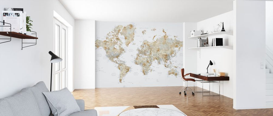PHOTOWALL / World Map with Cities (e325706)