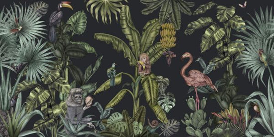 PHOTOWALL / Monkeys with Birds - Dark Green (e329965)