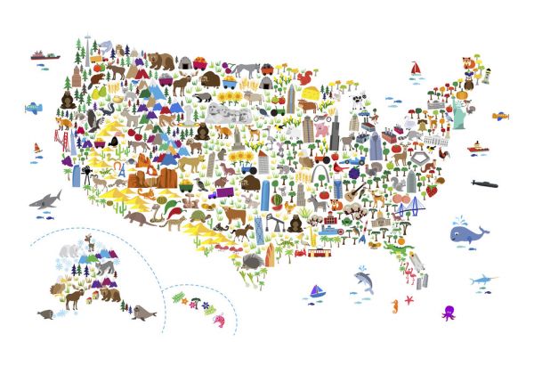 PHOTOWALL / Animal Map - USA (e330433)