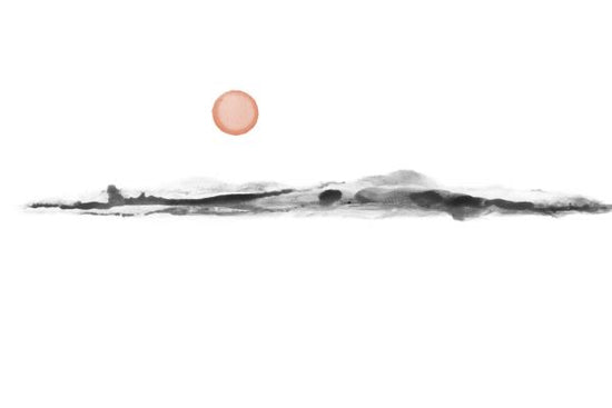PHOTOWALL / Sunset Watercolor in Black and Coral (e333883)