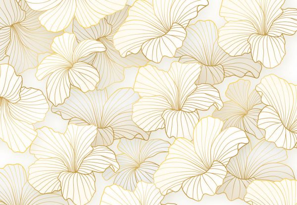 PHOTOWALL / Golden Floral Line Art II (e334460) | 輸入壁紙専門店