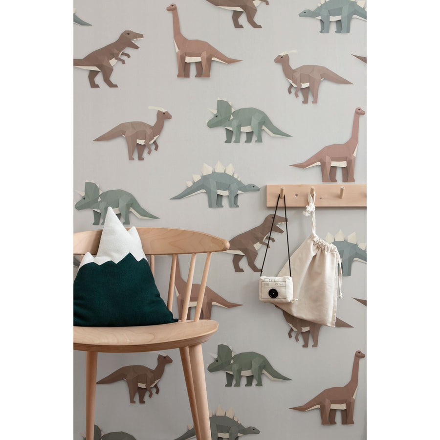 studio ditte / Dinosaur wallpaper / light grey 【2パネル1セット】