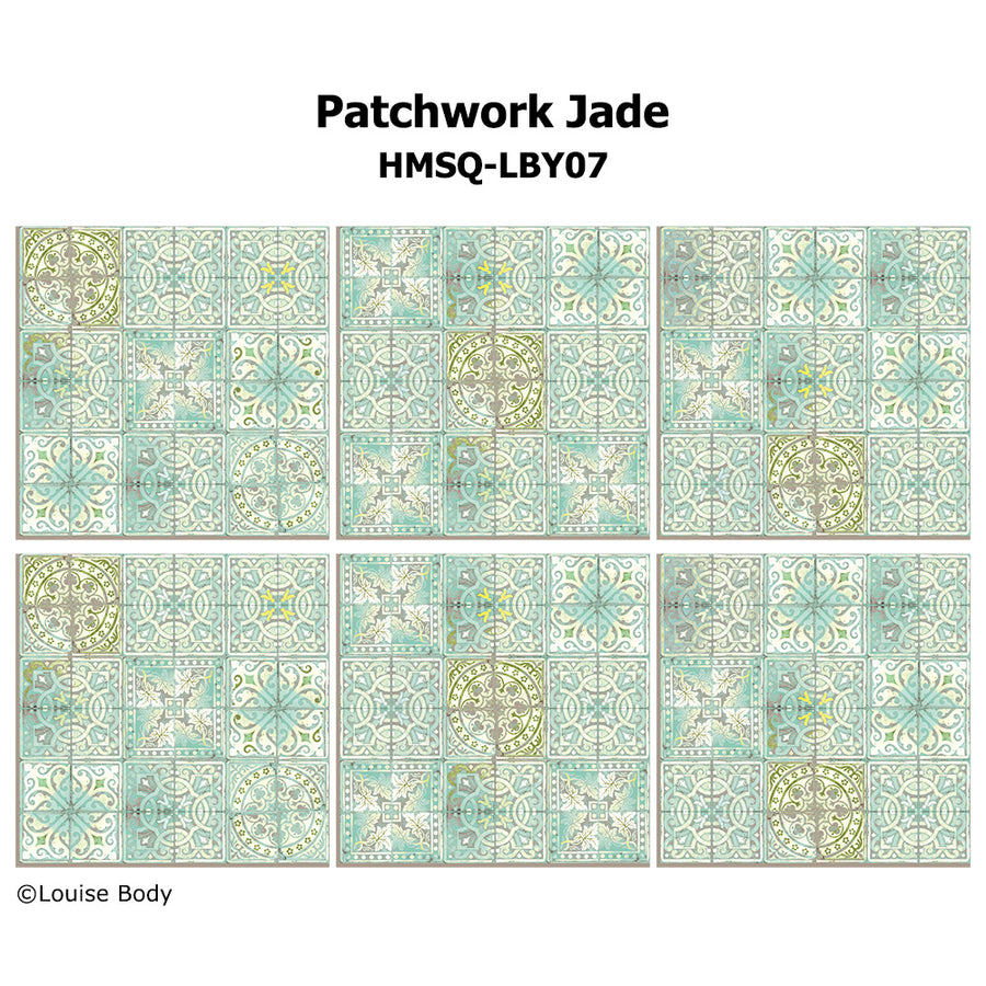 はがせる シール 壁紙【Hatte me! Square】Louise Body / Patchwork Jade HMSQ-LBY07(6枚セット)