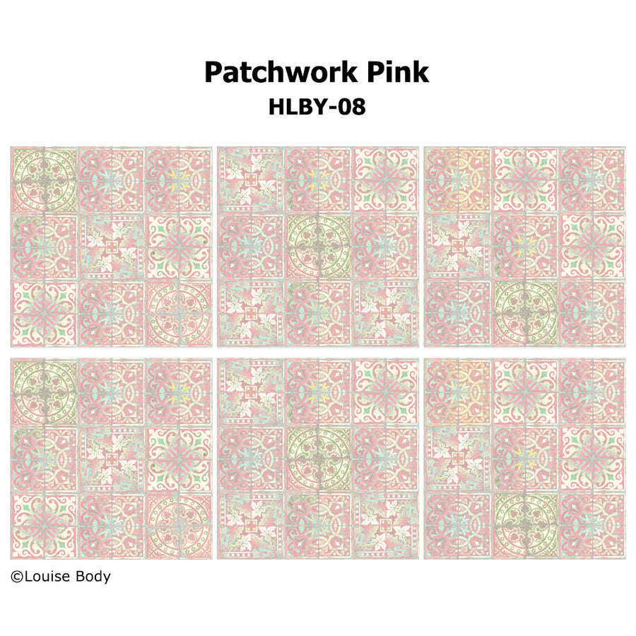 はがせる 壁紙 【Hattan Pattern】Louise Body / Patchwork Pink HLBY-08(6枚セット)