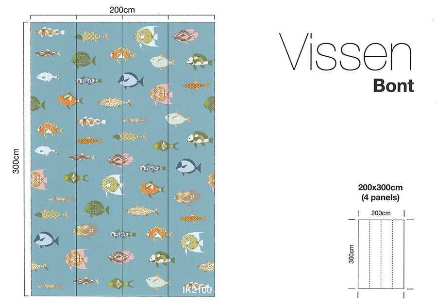 壁紙 子供部屋 海 魚 / Vissen Bont IK2100 【4パネル1セット】INKE(インケ)