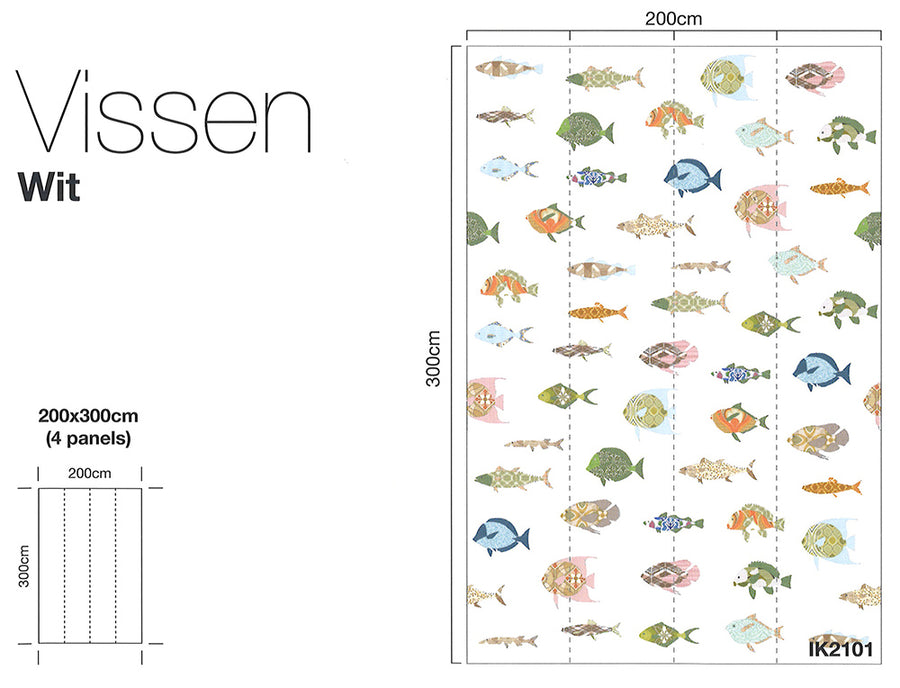 壁紙 子供部屋 海 魚 / Vissen Wit IK2101 【4パネル1セット】INKE(インケ)