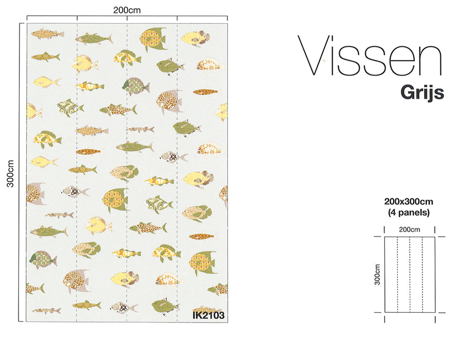 壁紙 子供部屋 海 魚 / Vissen Grijs IK2103 【4パネル1セット】INKE(インケ)