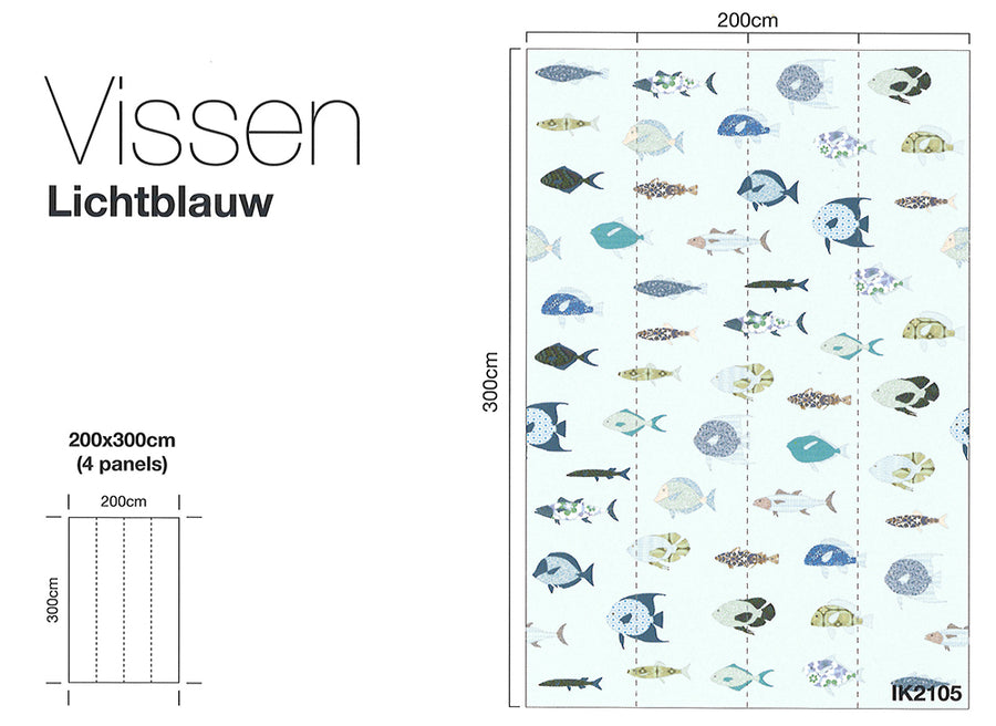 壁紙 子供部屋 海 魚 / Vissen Lichtblauw IK2105 【4パネル1セット】INKE(インケ)