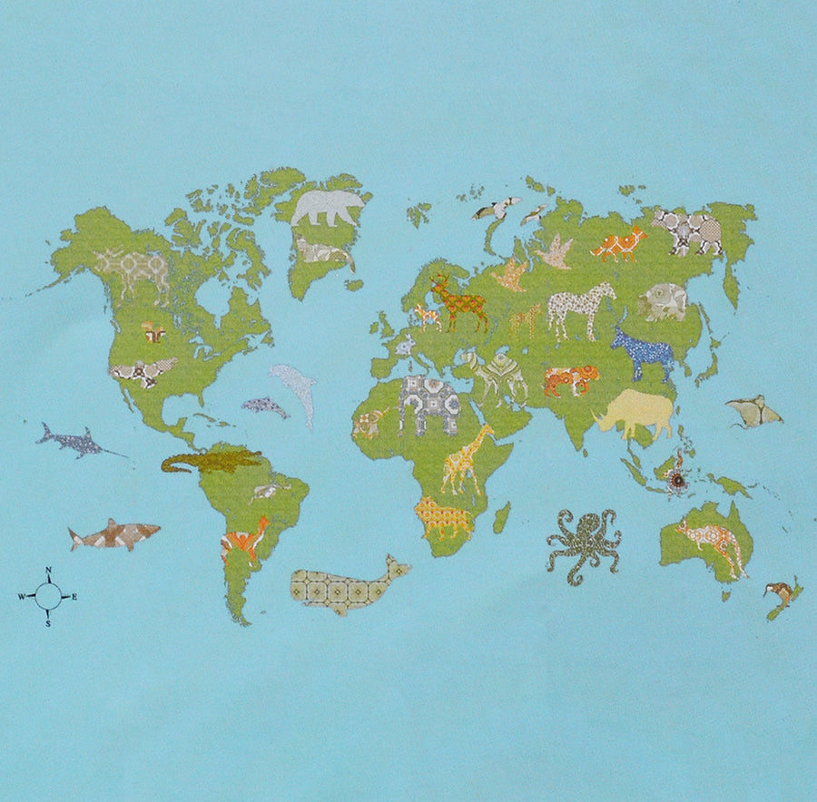 壁紙 子供部屋 世界地図 / Wereld Groen IK2133 【6パネル1セット】INKE(インケ)