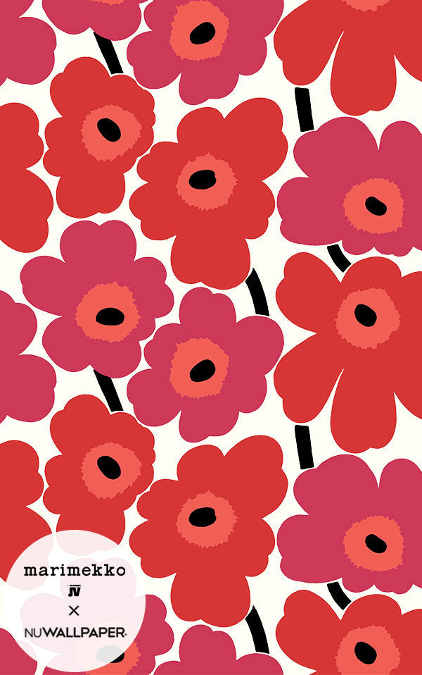 はがせる シール 壁紙 marimekko × NU WALLPAPER / Red Pieni Unikko