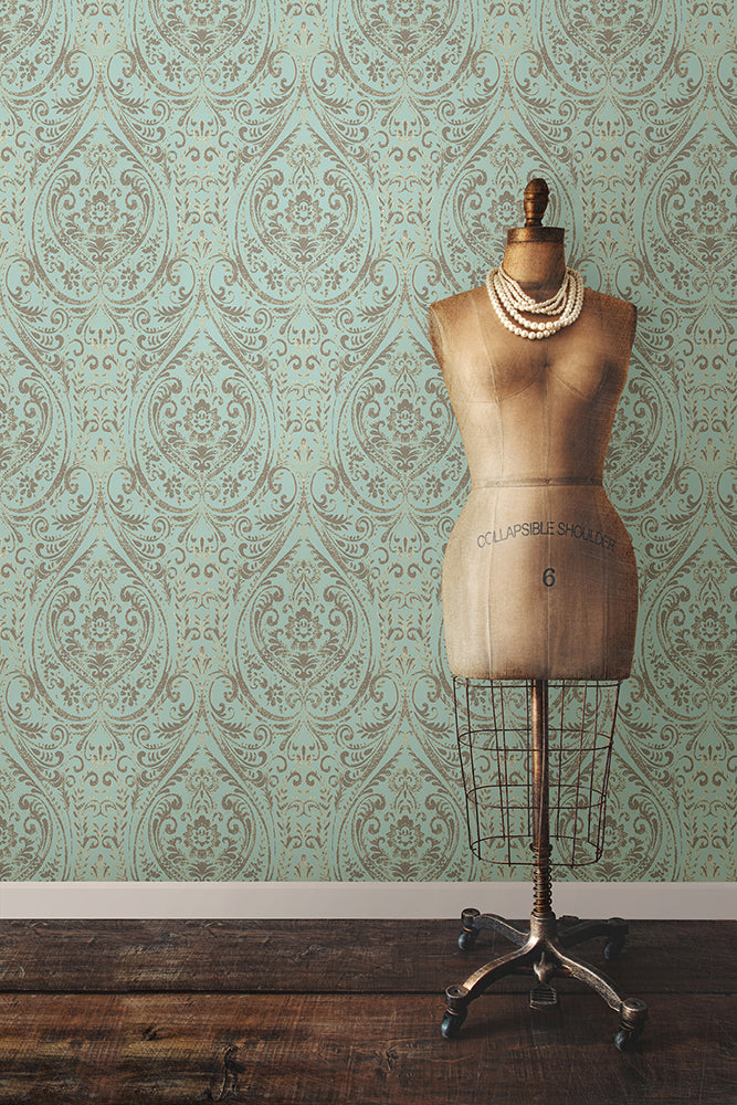 ドガパステル画 はがせる シール 壁紙 NU WALLPAPER / Nomad Damask Peel and