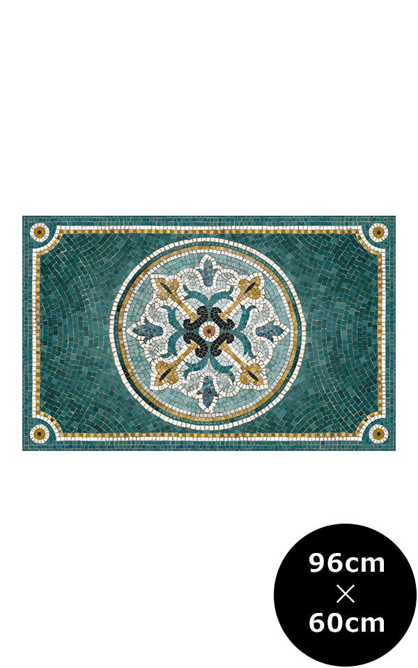 KOZIEL / Blue vinyl mosaic rug Alma / R004-96X60