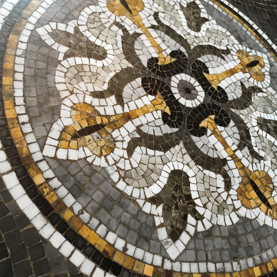 KOZIEL / Black mosaic vinyl rug Sofia - runner size / R005-70X198
