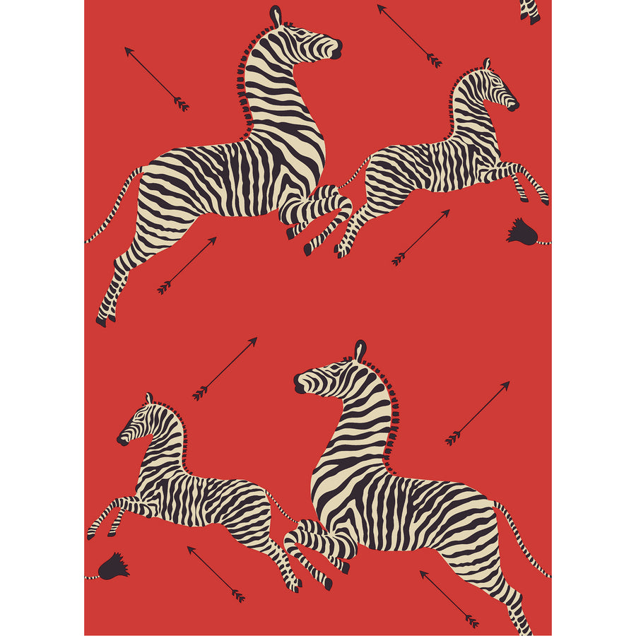 【予約受付】はがせる シール 壁紙 NU WALLPAPER / Masai Red Zebra Safari Scalamandre / SCS3869