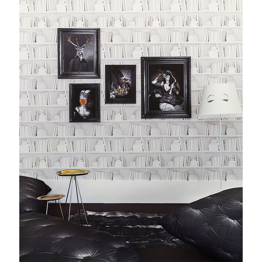 mineheart / White Bookshelf Wallpaper WAL/002