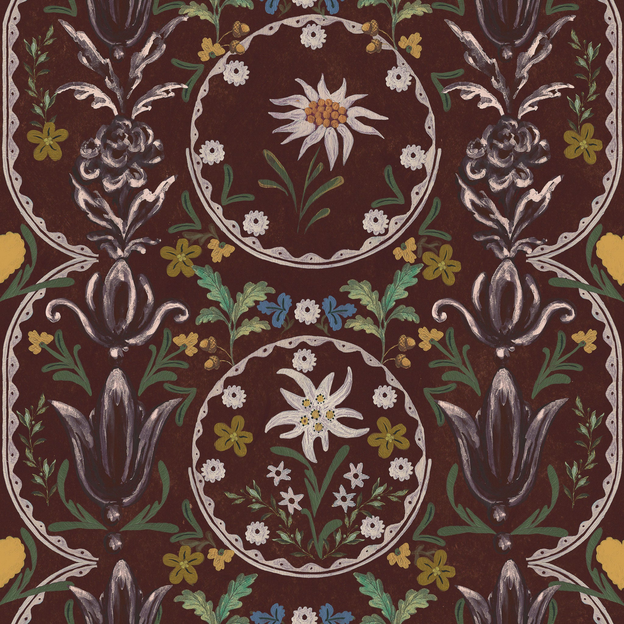 チロルページ MINDTHEGAP / TYROL / EDELWEISS Burgundy WP20694 | 輸入壁紙