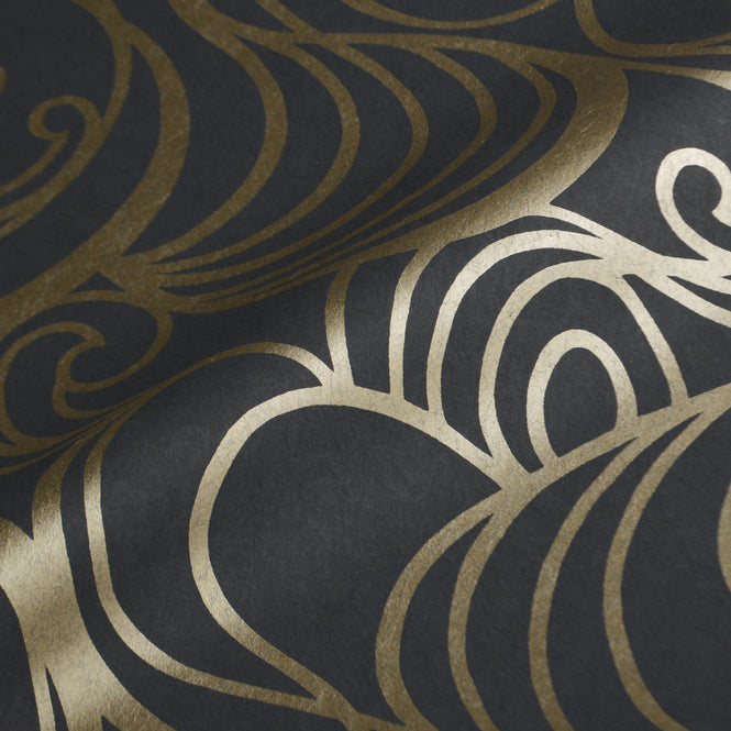 【1mサンプル】Graham & Brown / HULA SWIRL NOIR 105273