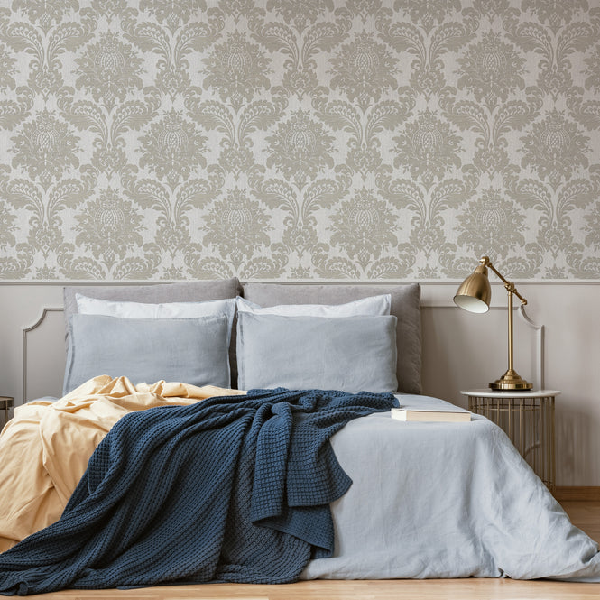 【1mサンプル】Graham & Brown / INDULGENCE / ARCHIVE DAMASK GREY 119972