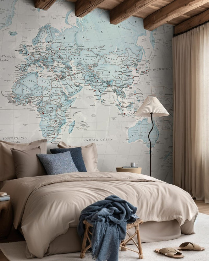 PHOTOWALL / World Map Political Aqua (e316094)