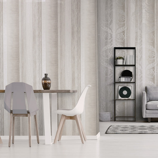 右壁面の壁紙：NERITES Stone Grey 64288