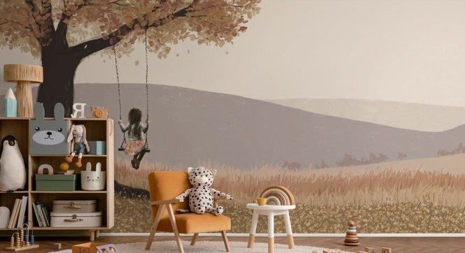 PHOTOWALL / Fall Field - Girl on a Swing II (e330223)