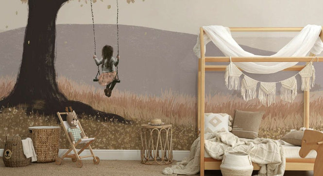 PHOTOWALL / Fall Field - Girl on a Swing II (e330223)
