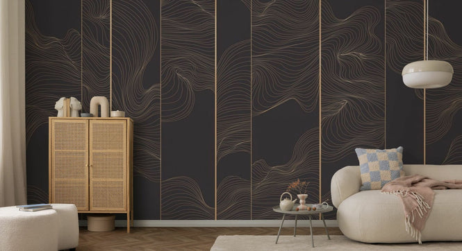 PHOTOWALL / Illuminated Lines Curved - Graphite (e84145)