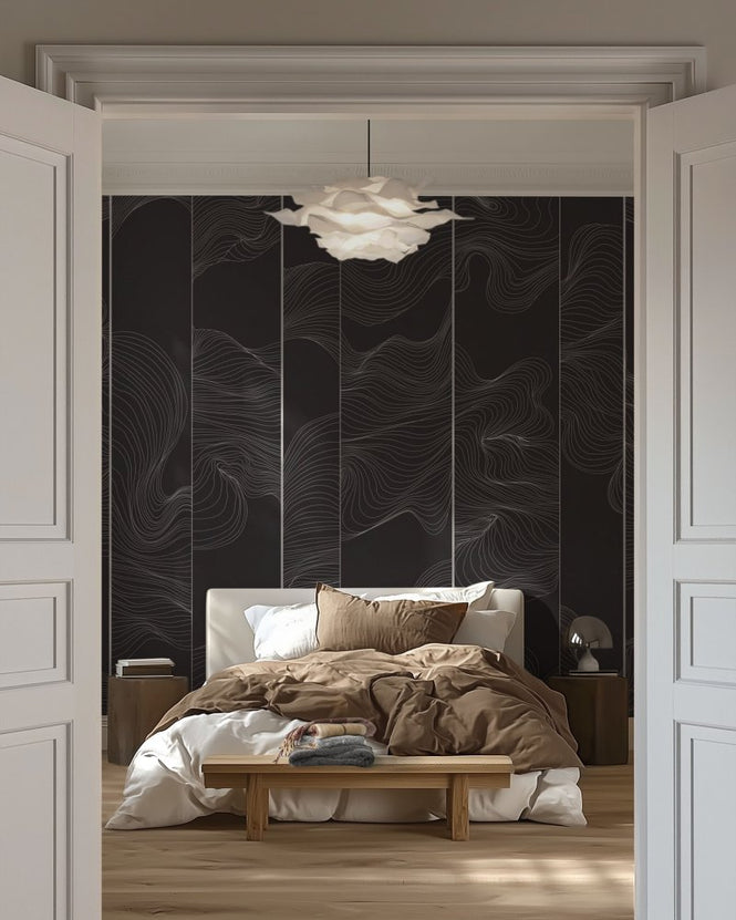 PHOTOWALL / Illuminated Lines Curved - Graphite Pearl (e84146)