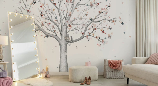PHOTOWALL / Autumn - A Girl and Her Cat - Full Tree (e92906)