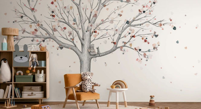 PHOTOWALL / Autumn - A Girl and Her Cat - Full Tree (e92906)