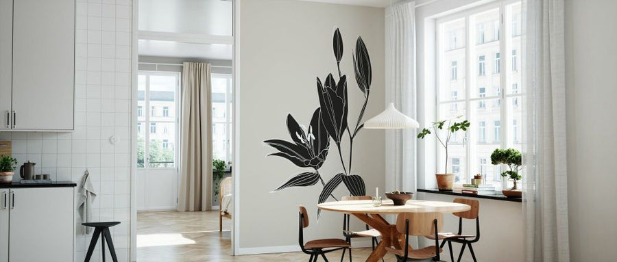 PHOTOWALL / Line Art Lilies in Black (e92940)