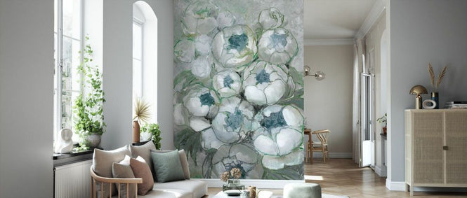PHOTOWALL / Nuria Painterly Bouquet in Green and Teal (e92949)