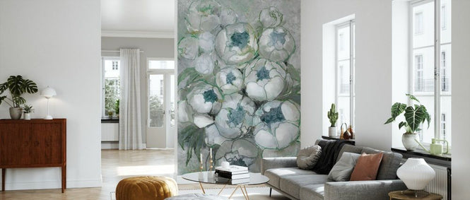 PHOTOWALL / Nuria Painterly Bouquet in Green and Teal (e92949)