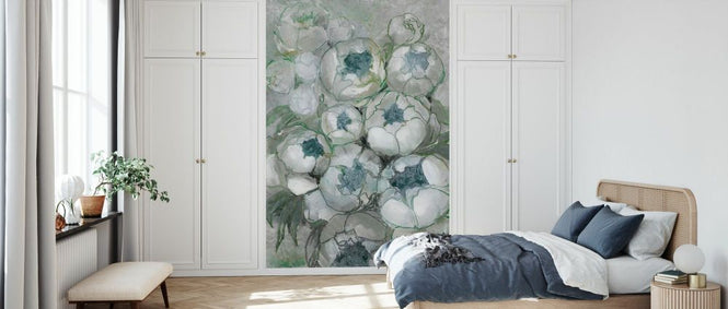 PHOTOWALL / Nuria Painterly Bouquet in Green and Teal (e92949)