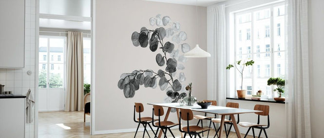 PHOTOWALL / Watercolor Silver Dollar Eucalyptus in Grey (e92957)