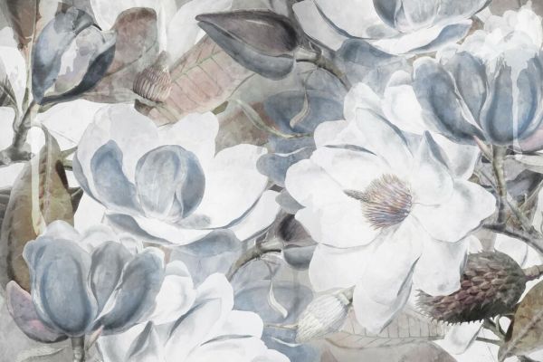 PHOTOWALL / Magnolia Blue and Brown (e93046)