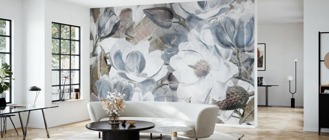 PHOTOWALL / Magnolia Blue and Brown (e93046)