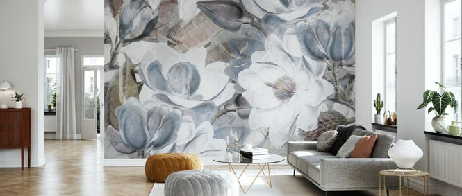 PHOTOWALL / Magnolia Blue and Brown (e93046)