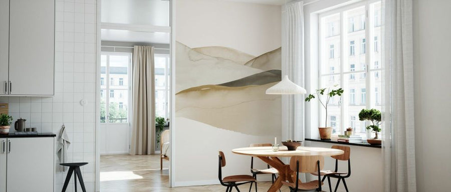 PHOTOWALL / Boho Watercolor Landscape - Beige And Grey (e93053)