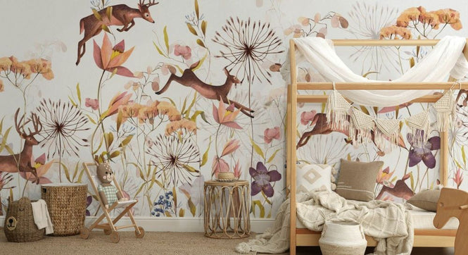 PHOTOWALL / Jumping Deer Among the Plants (e93084)