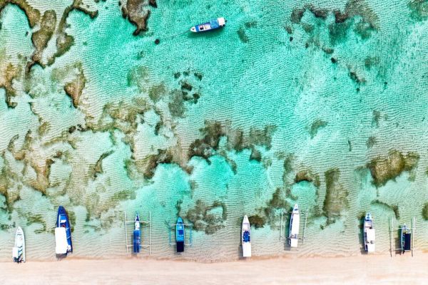 PHOTOWALL / Aerial Summer - Coral Boats (e93130)