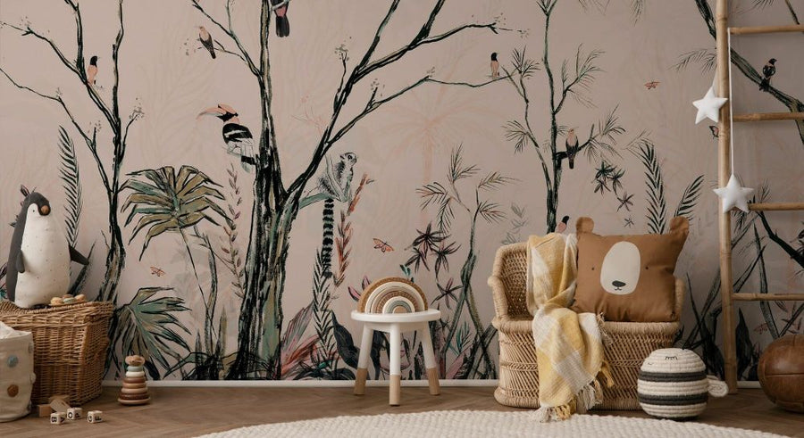 PHOTOWALL / Tropical Charcoal - Blush Cream - Panorama (e93329)