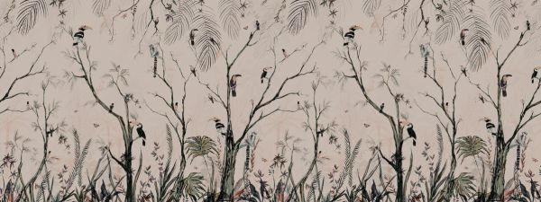 PHOTOWALL / Tropical Charcoal - Blush Cream - Panorama (e93329)