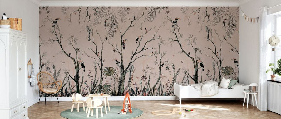 PHOTOWALL / Tropical Charcoal - Blush Cream - Panorama (e93329)