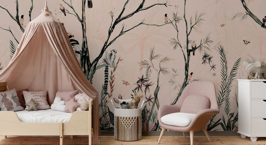 PHOTOWALL / Tropical Charcoal - Blush Cream - Panorama (e93329)