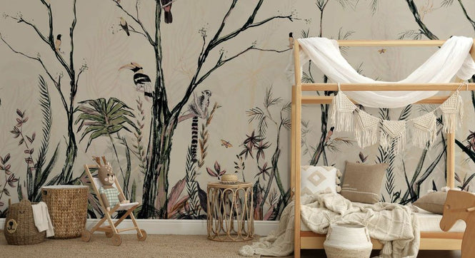 PHOTOWALL / Tropical Charcoal - Cream Crayon - Panorama (e93330)