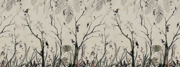 PHOTOWALL / Tropical Charcoal - Cream Crayon - Panorama (e93330)