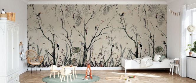 PHOTOWALL / Tropical Charcoal - Cream Crayon - Panorama (e93330)